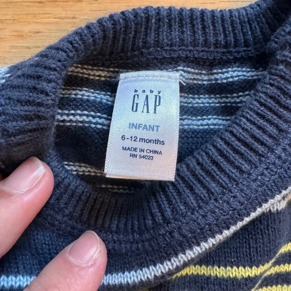 Baby‎ Gap Infant Boys Navy Blue Striped Knit Sweater 6-12 Months